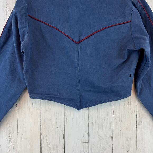 VTG Sugar Ranch Blue Cotton Denim Stud Full Zip Western Crop Jacket Size Small - Picture 12 of 16